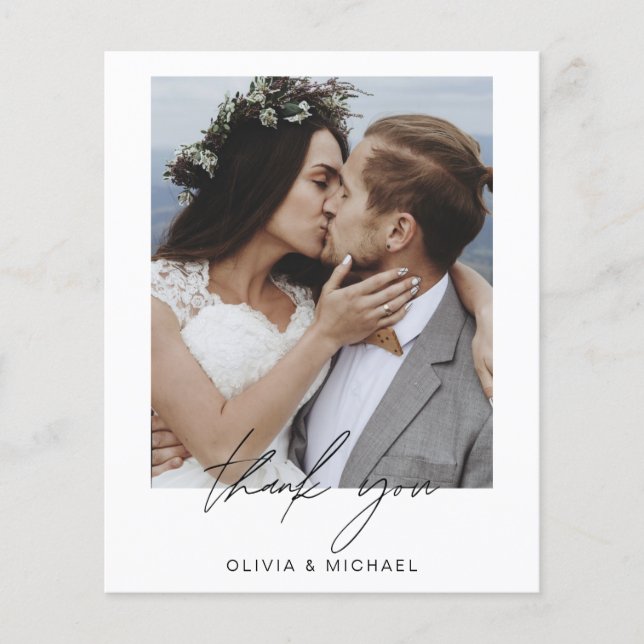 Budget Wedding Minimalist Photo Thank You Cards (Front)