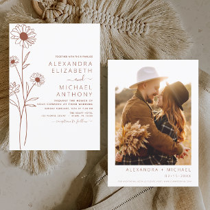 Budget Wedding Minimalist Terracotta Photo Floral Flyer