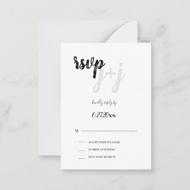 Budget Wedding Monogram RSVP Response Cards (Front)