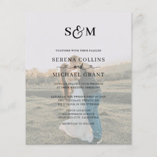 Budget Wedding Monogram Script Heart 2 Photo Flyer