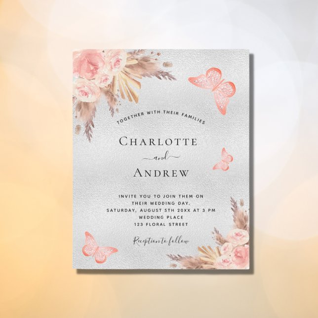 Budget wedding pampas blush butterfly silver (Creator Uploaded)