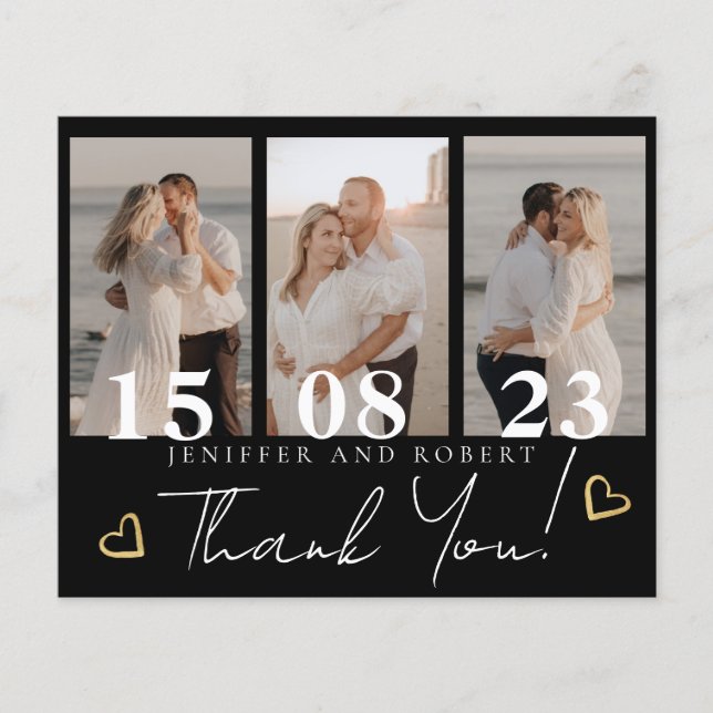 Budget Wedding Photo Collage Thank you cards (Front)