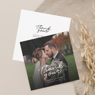 Budget Wedding Photo Hand-Lettered Thank You Card
