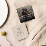 Budget Wedding Photo Hand-Lettered Thank You Card<br><div class="desc">A great and thoughtful way to thank your friends,  family,  and coworkers who graced you their presence on your your wedding day with this modern photo thank you cards with script hand lettered "thank you" and a love heart.</div>