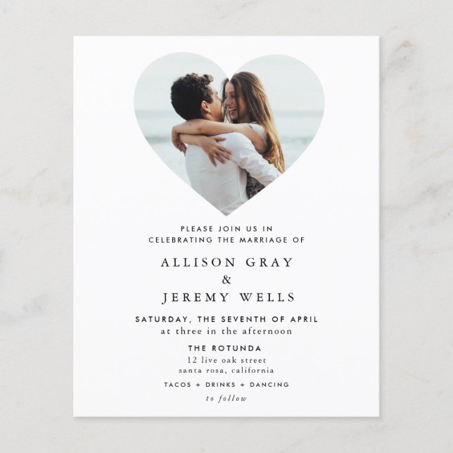 Budget Wedding Photo Invitation Flyer (Front)