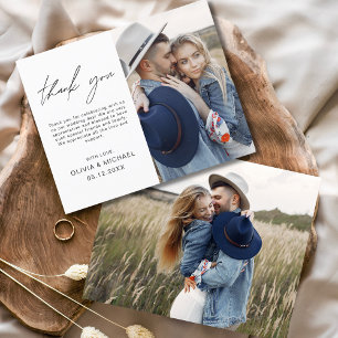 Budget Wedding Photo Minimalist Thank You Card