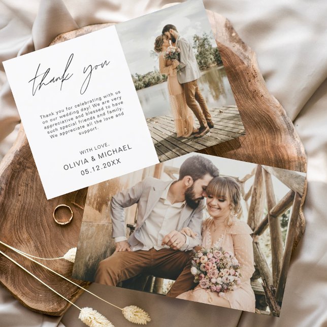 Budget Wedding Photo Minimalist Thank You Card (Creator Uploaded)