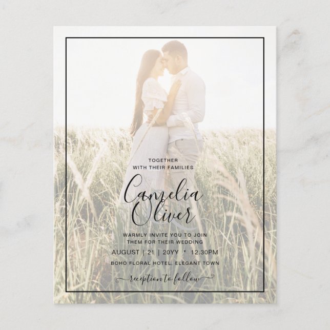 BUDGET Wedding Photo Overlay Invitation Flyer (Front)