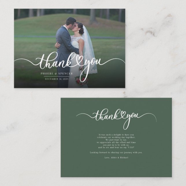 Budget Wedding Photo Script Thank You Card (Front/Back)