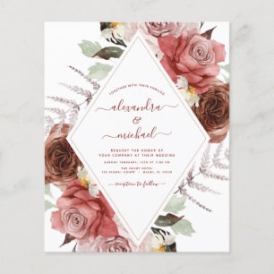 Budget Wedding Photo Terracotta Floral Autumn Flyer