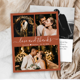 Budget Wedding Photo Terracotta Thank You Card