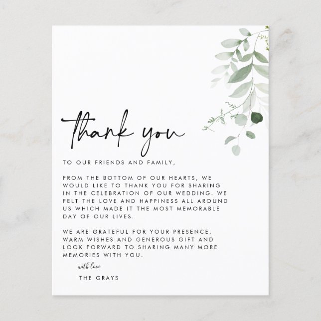 BUDGET Wedding Photo Thank You Card (Front)
