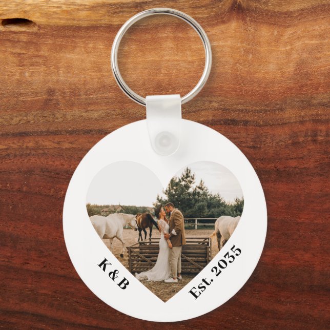 Budget Wedding Photo Thank You Favours Personalise Key Ring (Front)