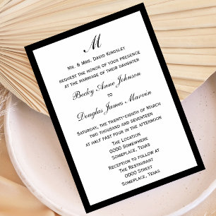 Budget Wedding Pick Border Colour on White Invitation