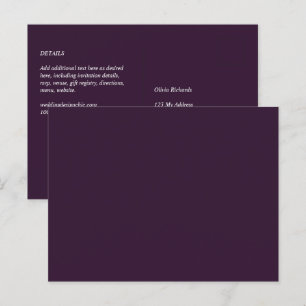 BUDGET Wedding PLUM PURPLE Monochrome Simple Postcard
