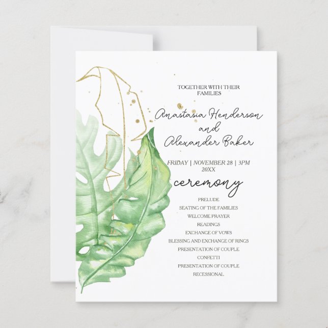 Budget Wedding Program card. (Front)