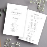 Budget wedding program elegant calligraphy flyer<br><div class="desc">Modern simple classic formal typography script vintage romantic black and white ceremony and party cheap BUDGET affordable wedding program (advertising type) PAPER FLYER template. Easy to personalise with your custom text on both sides! PLEASE READ THIS BEFORE PURCHASING! This is a budget affordable card printed on a FLYER. Please note...</div>