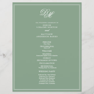 Budget Wedding Program in Basil Green Flyer
