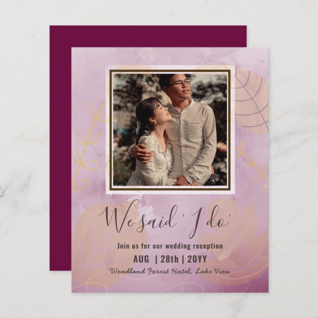 BUDGET Wedding Reception Invite With Couple PHOTO (Front/Back)