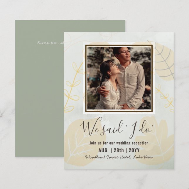 BUDGET Wedding Reception Invite With Couple PHOTO (Front/Back)
