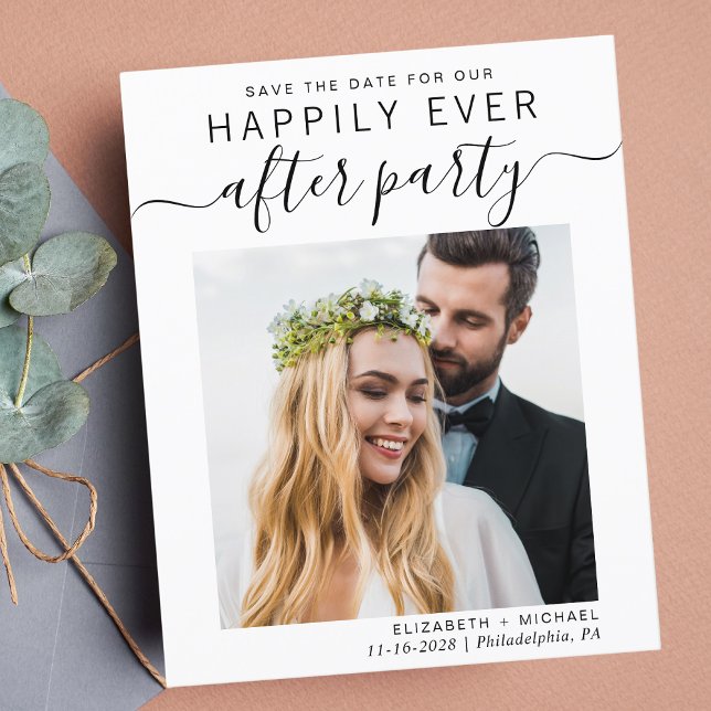 Budget Wedding Reception Photo Save The Date (A stylish save the date announcement for a reception to celebrate your elopement or private wedding)