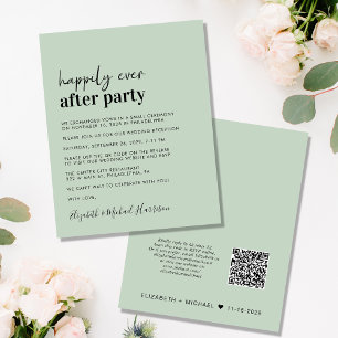 Budget Wedding Reception QR Code Sage Invitation