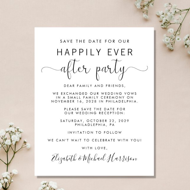 Budget Wedding Reception Save the Date (A stylish save the date announcement for a reception to celebrate your elopement or private wedding)