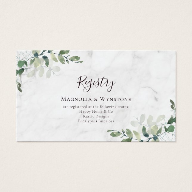 BUDGET Wedding Registry Eucalyptus Enclosure Card (Front)
