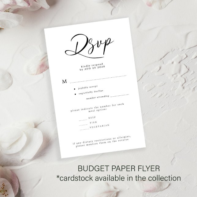 Budget wedding response meal options simple RSVP Flyer (Creator Uploaded)