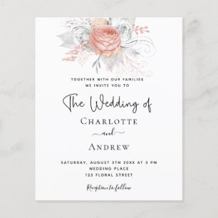 Budget Wedding rose gold floral elegant silver