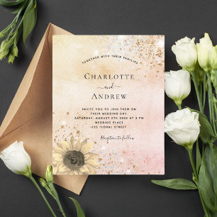 Budget wedding rose gold rustic sunflower glitter
