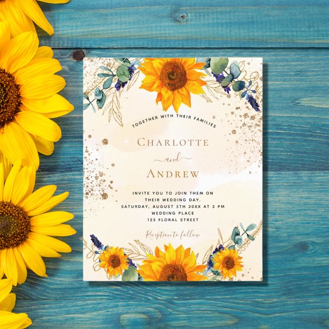 Budget wedding rustic sunflowers eucalyptus gold (Creator Uploaded)