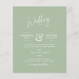 BUDGET Wedding Sage Apple Green Monochrome Text  Flyer