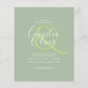 BUDGET Wedding Sage Apple Green Monochrome Text Flyer