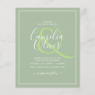 BUDGET Wedding Sage Apple Green Monochrome Text  Flyer