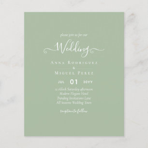 BUDGET Wedding Sage Apple Green Monochrome Text Flyer