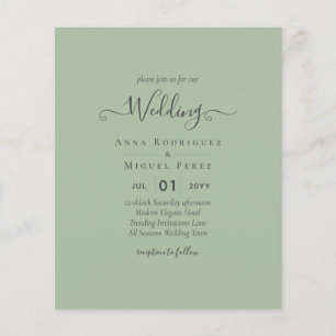 BUDGET Wedding Sage Apple Green Monochrome Text  Flyer