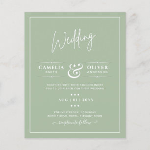 BUDGET Wedding Sage Apple Green Monochrome Text Flyer