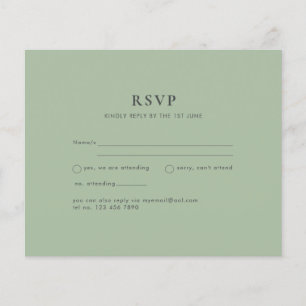 BUDGET Wedding Sage Green Monochrome Wedding RSVP Flyer