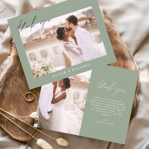 Budget Wedding Sage Green Photo Thank You Cards