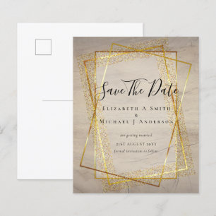 BUDGET WEDDING SAVE DATES Gold Postal backing
