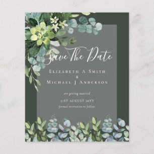 BUDGET WEDDING SAVE DATES - GREENERY Eucalyptus Flyer