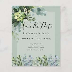 BUDGET WEDDING SAVE DATES - GREENERY Eucalyptus Flyer