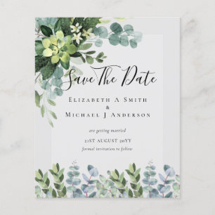 BUDGET WEDDING SAVE DATES - GREENERY Eucalyptus Flyer
