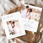 Budget Wedding Save the Date Photo Minimalist Flyer<br><div class="desc">Budget Wedding Save the Date Cards that have a photo on the front and back. The Save the Date cards contain a modern hand lettered cursive script typography that are elegant,  simple and modern to use after you minimalist simple wedding day celebration.</div>