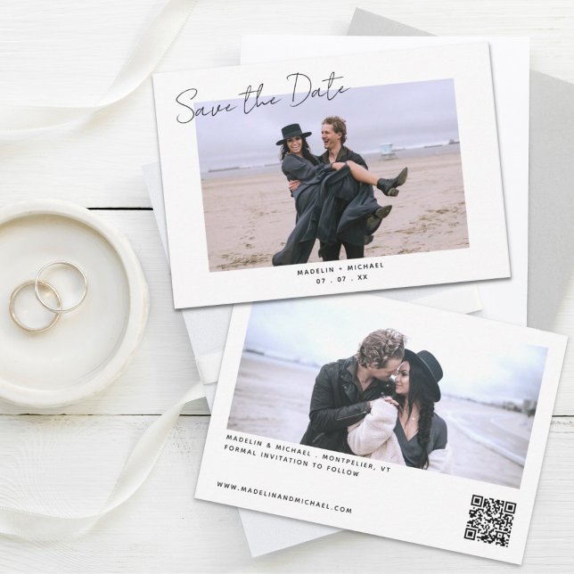Budget Wedding Save the Date QR Code Photo Card (Creator Uploaded)