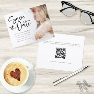 Budget Wedding Script Photo QR Code Save The Date