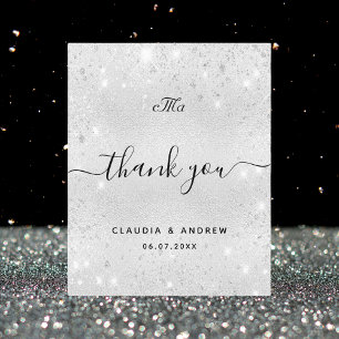 Budget wedding silver glitter dust thank you