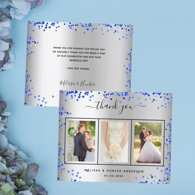 Budget wedding silver royal photo thank you card (Creator Uploaded)