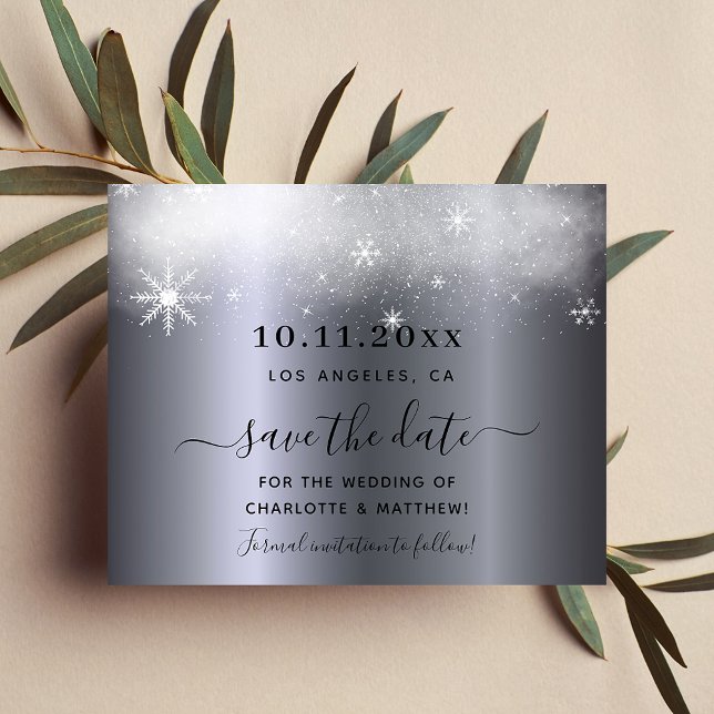 Budget wedding silver snow save the date (Creator Uploaded)